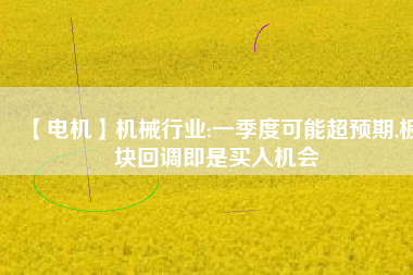 【電機(jī)】機(jī)械行業(yè):一季度可能超預(yù)期,板塊回調(diào)即是買入機(jī)會
          