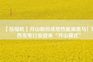 【壓縮機(jī)】開(kāi)山股份成地?zé)崮茉春隈R！地?zé)岚l(fā)電行業(yè)迎來(lái)“開(kāi)山模式”