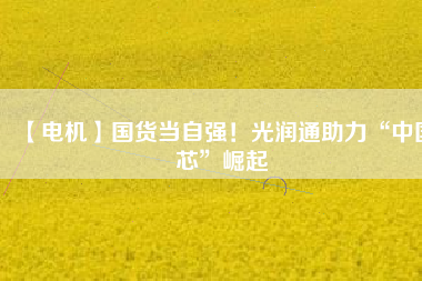 【電機(jī)】國(guó)貨當(dāng)自強(qiáng)！光潤(rùn)通助力“中國(guó)芯”崛起
          