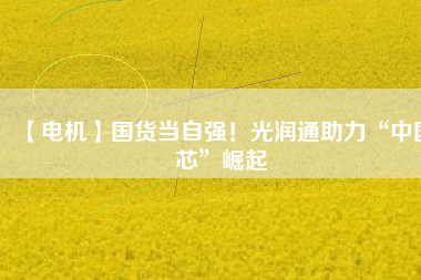 【電機(jī)】國(guó)貨當(dāng)自強(qiáng)！光潤(rùn)通助力“中國(guó)芯”崛起
          