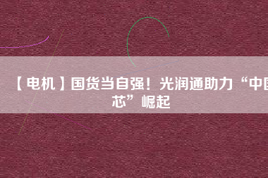【電機(jī)】國(guó)貨當(dāng)自強(qiáng)！光潤(rùn)通助力“中國(guó)芯”崛起
          