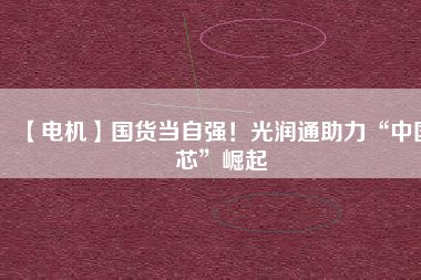 【電機(jī)】國(guó)貨當(dāng)自強(qiáng)！光潤(rùn)通助力“中國(guó)芯”崛起
          