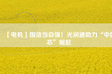 【電機(jī)】國(guó)貨當(dāng)自強(qiáng)！光潤(rùn)通助力“中國(guó)芯”崛起
          