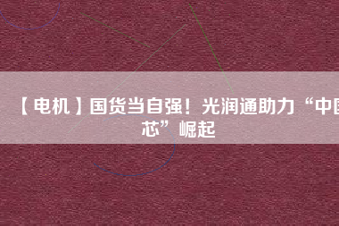 【電機(jī)】國(guó)貨當(dāng)自強(qiáng)！光潤(rùn)通助力“中國(guó)芯”崛起
          