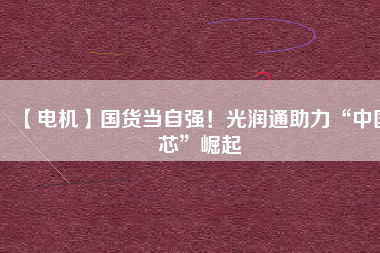 【電機(jī)】國(guó)貨當(dāng)自強(qiáng)！光潤(rùn)通助力“中國(guó)芯”崛起
          