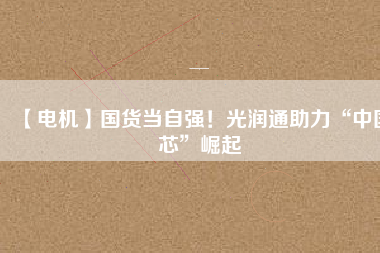 【電機(jī)】國(guó)貨當(dāng)自強(qiáng)！光潤(rùn)通助力“中國(guó)芯”崛起
          