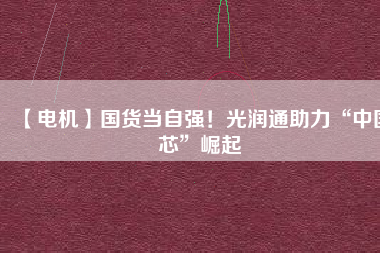 【電機(jī)】國(guó)貨當(dāng)自強(qiáng)！光潤(rùn)通助力“中國(guó)芯”崛起
          
