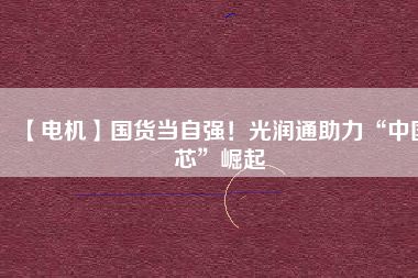 【電機(jī)】國(guó)貨當(dāng)自強(qiáng)！光潤(rùn)通助力“中國(guó)芯”崛起
          