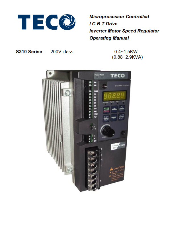 TECO東元變頻器S310資料下載|簡(jiǎn)易手冊(cè)V03(英文)